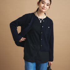 【コットン】シャツ切り替えカットソー