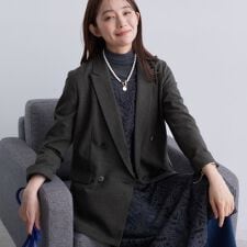 インディヴィ(INDIVI)の【洗える／セットアップ可能】凹凸ストレッチ素材ダブルジャケット