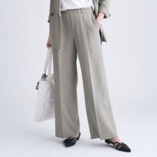 【洗える／セットアップ可能】凹凸ストレッチ素材ストレートパンツ