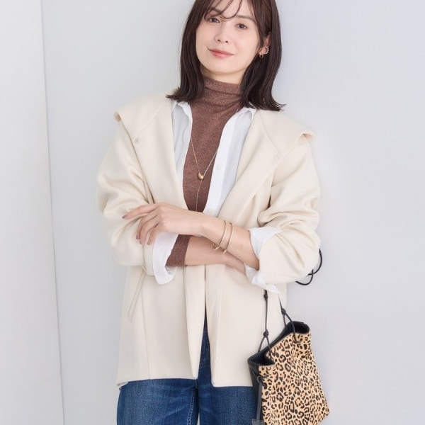 新品23区★【洗える/撥水加工】ブライトウェザークロス フーテッド アウター 23区｜【洗える/撥水加工】ブライトウェザークロス フーテッド