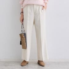 インディヴィ(INDIVI)の【褒められパンツウール調素材】ラメ混ワイドパンツ