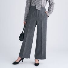 【褒められパンツウール調素材】ラメ混ワイドパンツ