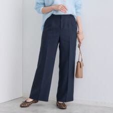 インディヴィ(INDIVI)の【褒められパンツウール調素材】ラメ混ワイドパンツ