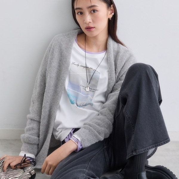 エアリー素材】ブークレ着流しニットカーディガン | インディヴィ