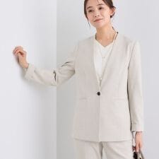 【日本製／通勤スーツ】プレシャスドビー ノーカラージャケット