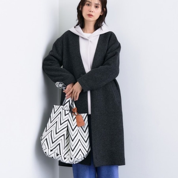 新品✨INDIVI V.A.I カシミヤ混 ウールコート ボリュームカラー 5号 日本製／カシミヤ混】ガウン風ロングコート | インディヴィ(INDIVI