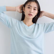 【洗える／毛玉になりにくい】エクストラファインウール Vネックニット
