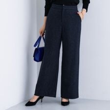 【褒められパンツ／ウール混】ウォームウール ワイドパンツ