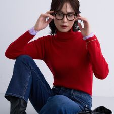 【洗える／毛玉になりにくい】エクストラファインウール リブタートルニット