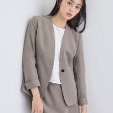 インディヴィ(INDIVI)の【洗える／通勤／スーツ】メランジストレッチ ノーカラージャケット