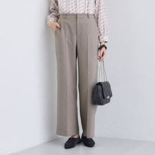 【洗える／通勤／スーツ】メランジストレッチ ワイドパンツ