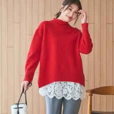 インディヴィ(INDIVI)の【冬ニット人気NO．1！／カシミヤ混】ミドルゲージハイネックニット