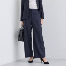 【日本製／スーツ／通勤】シルクウールストレッチ ワイドパンツ
