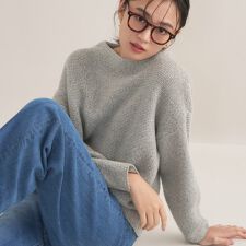 【洗える／大人ラメ】カラーMIXボトルネックニット