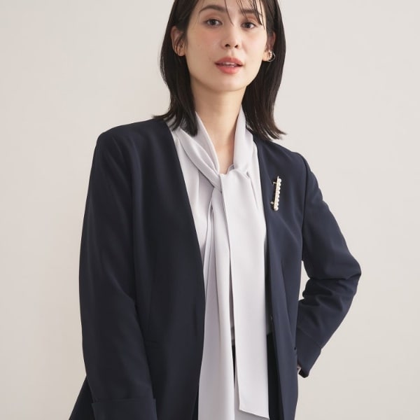 定番スーツ／UVケア／洗える】ウール調テーラードジャケット