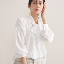 【セレモニー／洗える】ジョーゼットボウタイブラウス