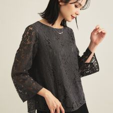 【洗える／セレモニー】フラワーレースブラウス