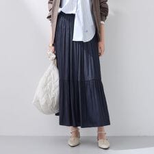 【洗える／丈調整可能】ギャザーフレアスカート