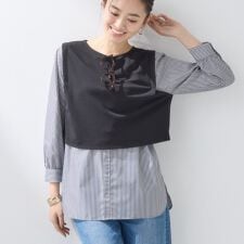 【洗える／UVケア】レイヤード風デザイントップス