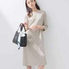 【軽量／セレモニー／SETUP可能】ストレッチツイードAラインワンピース