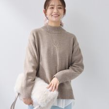 【カシミヤ混】ミドルゲージ ハイネックニット