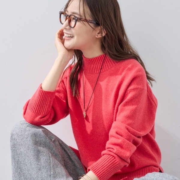 カシミヤ混】ミドルゲージ ハイネックニット | インディヴィ(INDIVI