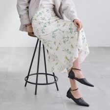 【SETUP可能】モダンフラワー柄フレアスカート