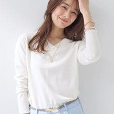 【シルク混】きれいめVネックニット