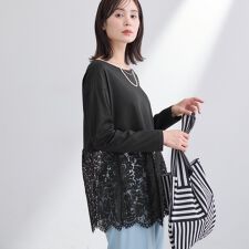 【洗える／レイヤードにおすすめ】レース切り替えカットソー