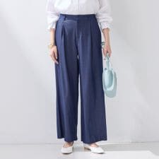 【デニム調素材】きれいめワイドパンツ