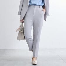 【洗える／UVケア／麻調】テーパードパンツ