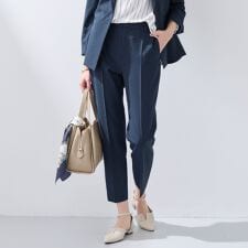 【洗える／UVケア／麻調】テーパードパンツ