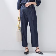 【洗える／UVケア／SETUP可能】デニムライクテーパードパンツ