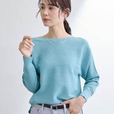 【洗える／キレイ色】体型カバー無縫製ニット