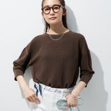 【洗える／ドライタッチ／和紙混】ガーター編みニット