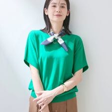 【洗える／コットン】ドライタッチさらりニットT