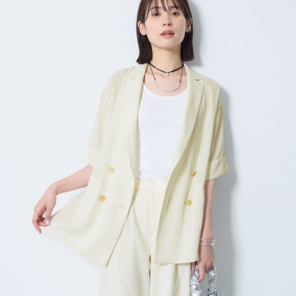 【洗える／メッシュ素材／SETUP可能】半袖シアージャケット