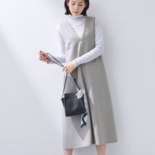 【洗える／SETUP可能／UVケア】ウール調ジャンパードレス