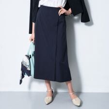 【洗える／UVケア】巻き風フレアスカート