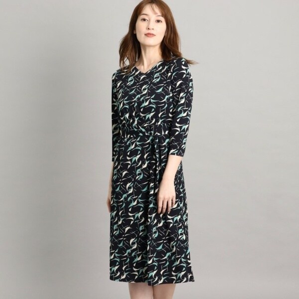 手洗い可／日本製】レース柄プリントワンピース／クード シャンス