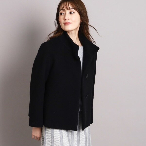 スタンドカラー軽量日本製】すっきりAラインショートコート | クード