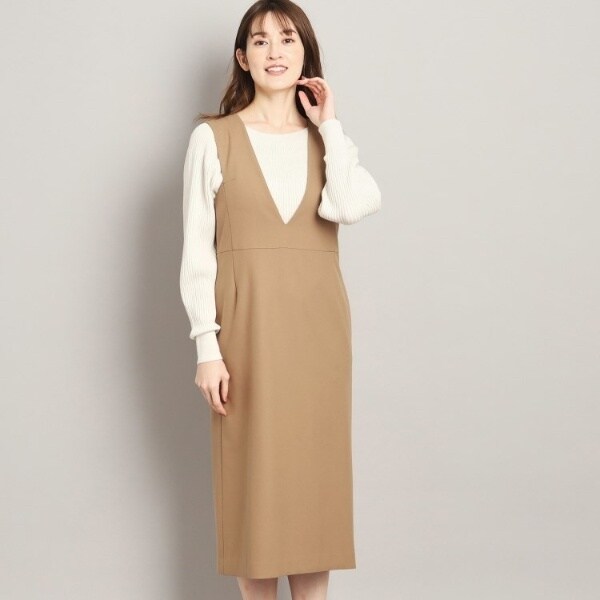洗える】大人フェミニンを叶える、 深Vネックのジャンパースカート