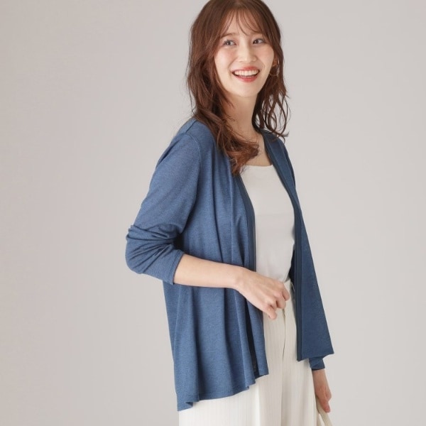 カーディガン 「洗える／夏羽織／シワになりにくい／着回し」麻見えのドライタッチ素材、夏定番の着流しカーディガン レディース Amazon | [クード シャンス] 洗える／夏羽織／シワになりにくい