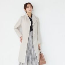 【カシミヤ混／日本製】Iラインスタンドウィングカラーコート