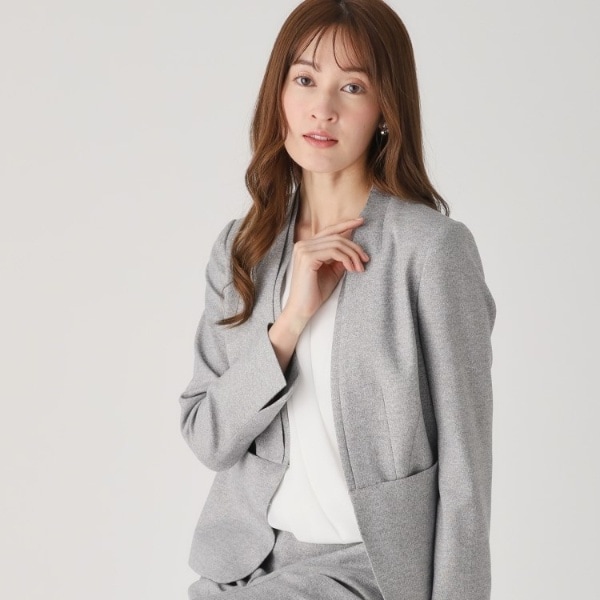 【洗える／日本製／スーツ可】ノーカラージャケット