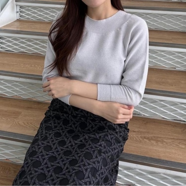 手洗い可／日本製／カシミヤ混】ミドルゲージのハイネックニット