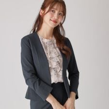 【洗える／日本製／裏なし／ジャージ素材／スーツ可】軽く羽織れる！拘りの細見えカラーレスジャケット