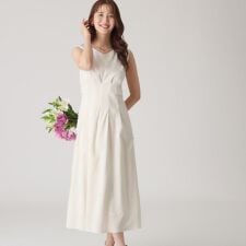【洗える／日本製／麻混素材】フィットアンドフレアワンピース