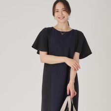 【洗える／日本製】配色デザインワンピース