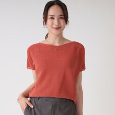 【洗える／日本製／清涼感／着回し◎】ラメ混ニットトップス